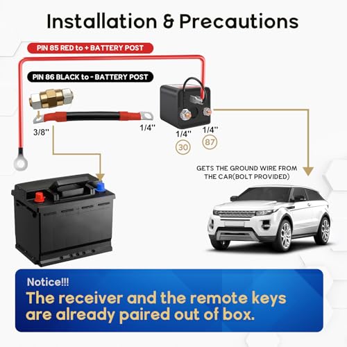 3/8" Side Post Remote Battery Disconnect Switch 12V Battery Kill - Product Imagery