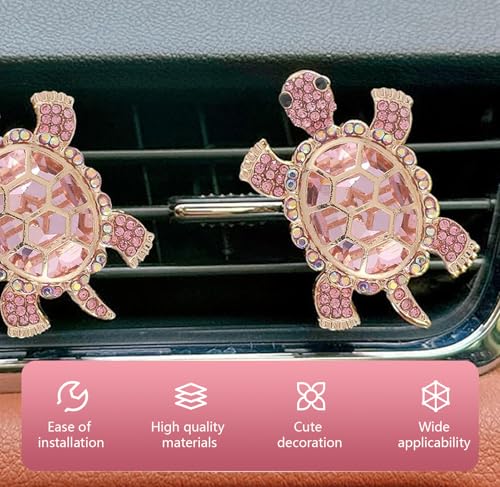 2 PCS Bling Turtle Car Air Vent Clip, Rhinestone-Embellished AC - Product Imagery
