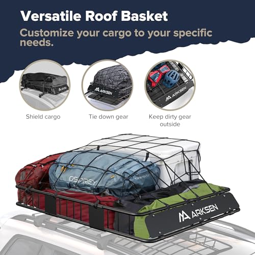 ARKSEN 64" x 39" x 6" Roof Rack Basket with Extension - Product Imagery