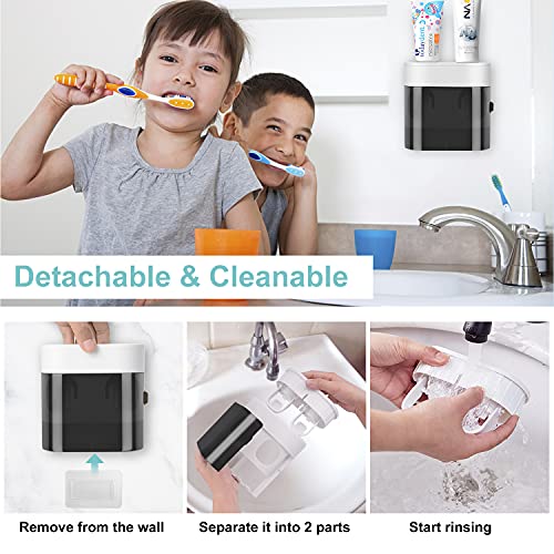 GFWARE Toothbrush Holder Toothpaste Dispenser Wall Mounted with - Product Imagery
