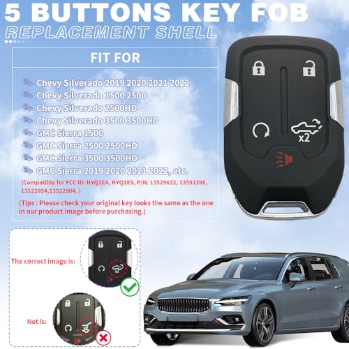 Key Fob Shell Case Replacement Fits for Chevy Silverado 2022 - Product Imagery