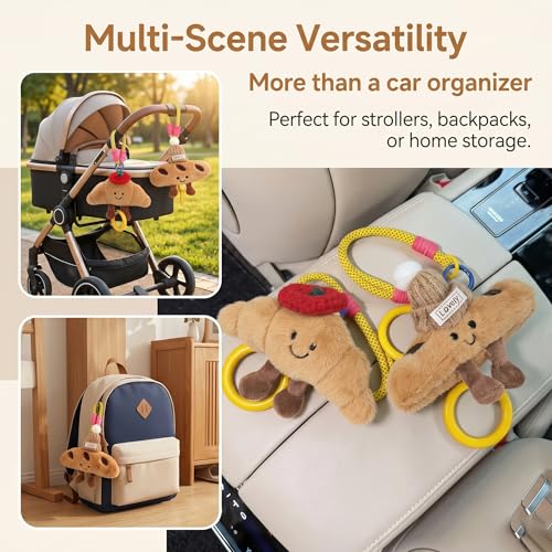 2 PCS Car Seat Headrest Hook, Croissant Baguette Shapes Storage - Product Imagery