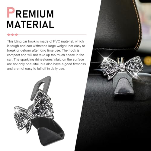 2PCS Bling Bow Car Seat Headrest Hooks, S Type Cute Bow Car Seat - Product Imagery