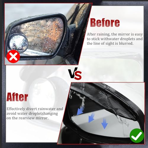 Pincuttee 2PC Side Mirror Visor Rain Guards,Car Rear View Mirror - Product Imagery