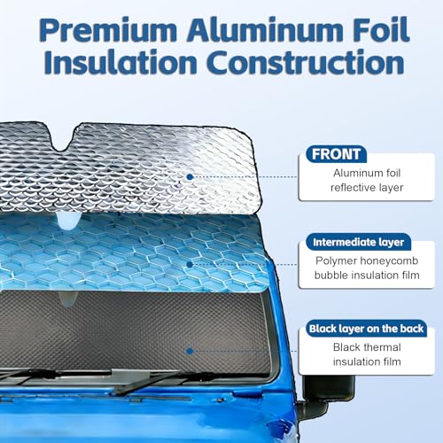 Windshield Sun Shade Fit for Jeep Wrangler TJ JK JL &Gladiator - Product Imagery