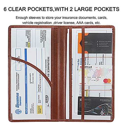 LumiMokki Premium Car Registration & Insurance Card Holder, Brown - Product Imagery