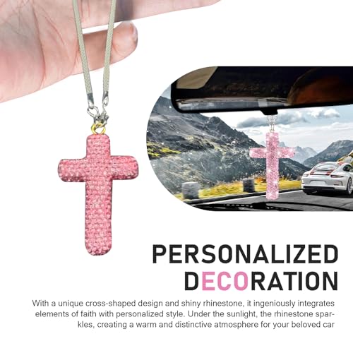 Bling Cross Car Hanging Accessories, Crystal Rhinestone Rear - Product Imagery