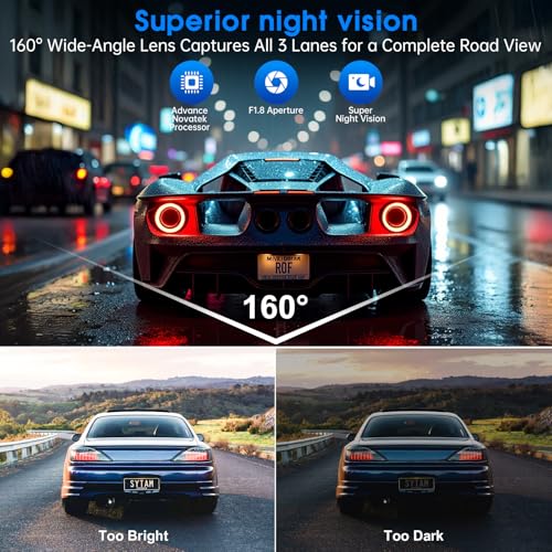 Dash Cam 2.5K Front Rear 64GB WiFi GPS 160° Night Vision - Product Imagery