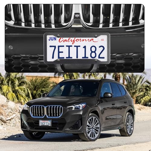 LivTee Carbon Fiber License Plate Frames, 2PCS Car License Plate - Product Imagery