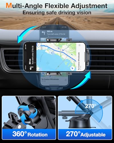 HTU Car Phone Holder【2026 Upgraded 100+LBS Suction & Safety - Product Imagery