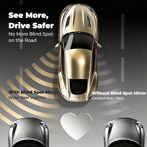 2 pcs Blind Spot Mirrors, 2" Heart Shaped HD Glass Convex 360° - Product Imagery