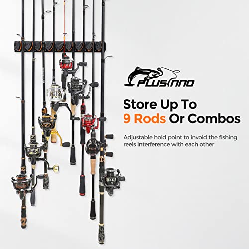 PLUSINNO V9 Fishing Rod Holder, Wall‑Mount Pole Holders for 9 - Product Imagery