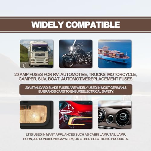 20Pcs 25 Amp Standard Car Fuses, Automotive Replacement Fuses - Product Imagery