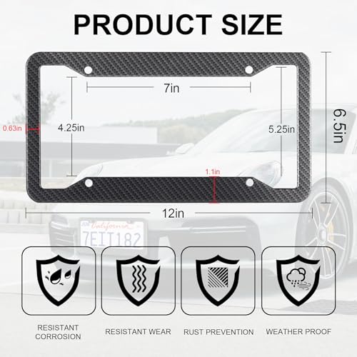 LivTee Carbon Fiber License Plate Frames, 2PCS Car License Plate - Product Imagery