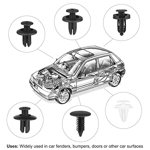 QIIYCCE 120PCS Car Clips & Plastic Rivets - 6 Popular Sizes, - Product Imagery