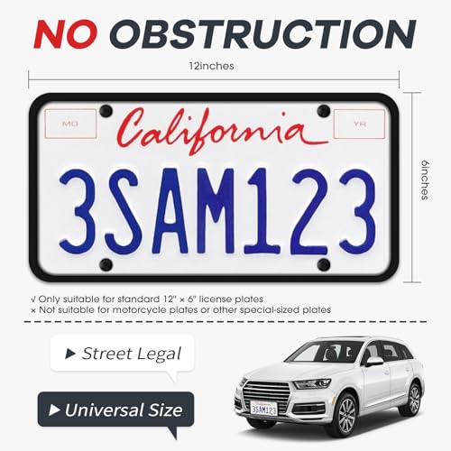Aujen Silicone License Plate Frames,2 Pack Black Side-Opening - Product Imagery