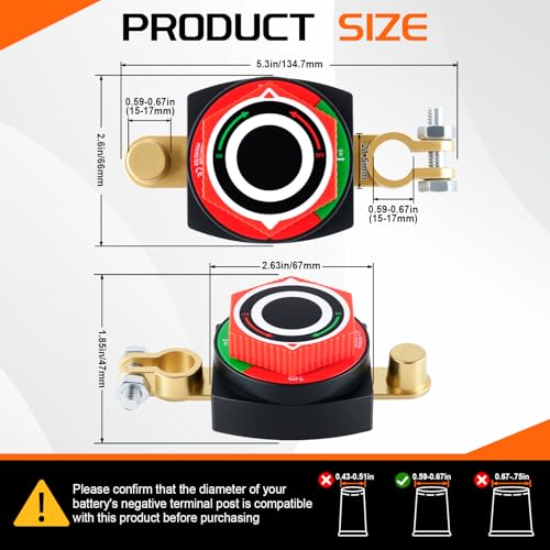 UYYE Battery Disconnect Switch with Voltage Meter Display, 5-80V - Product Imagery