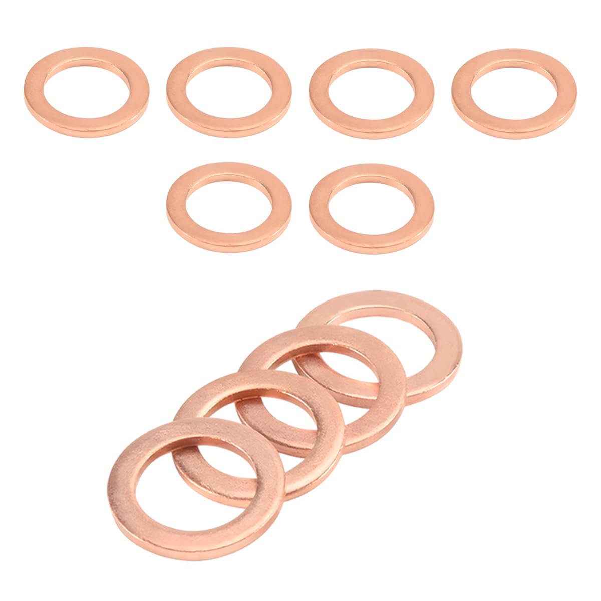 10 PCS Oil Drain Plug Gasket, 14mm Copper Coolant Seal Rings Car - Product Imagery
