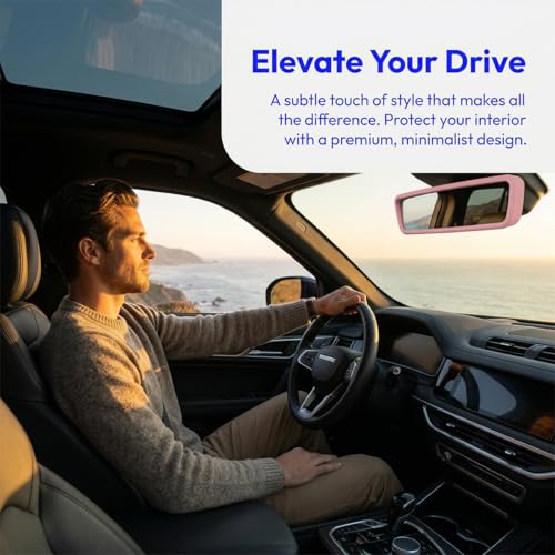 Elastic Silicone Car Rear View Mirror Protector Cover, Pink - Product Imagery
