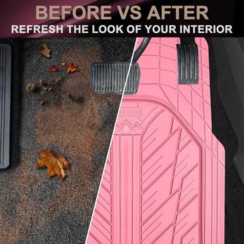 CAR PASS Heavy Rubber Car Floor Mats, Deep Waterproof Car Mats - Product Imagery