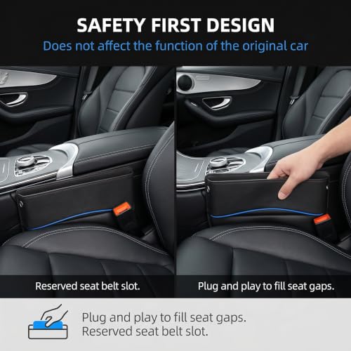 Car Seat Gap Filler, Suede Leather Organizer for Phone & Card & - Product Imagery