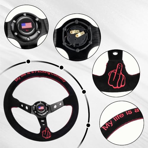 RASTP 13.6”/345mm Racing Steering Wheel 6 Bolts Steering Wheel - Product Imagery
