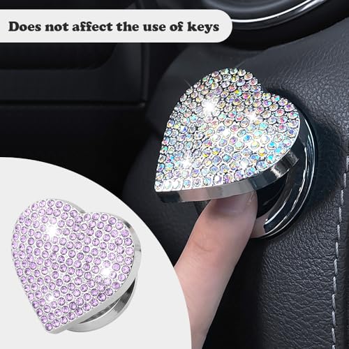Bling Push Start Button Cover with Rhinestone,Heart Push to - Product Imagery