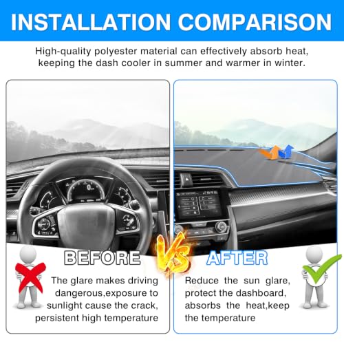 Autorder Gray Dashboard Cover Mat for Honda Civic 2016-2021 - Product Imagery