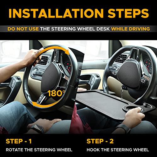 EcoNour 2 in 1 Car Steering Wheel Desk | Car Tray for Laptop - Product Imagery