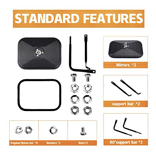 JUSTTOP Mirrors Doors Off, Side View Mirrors Compatible with - Product Imagery