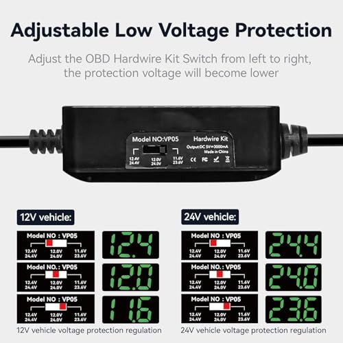 REDTIGER Dash Cam OBD Hardwire Kit Power Cable Type USB C - Product Imagery