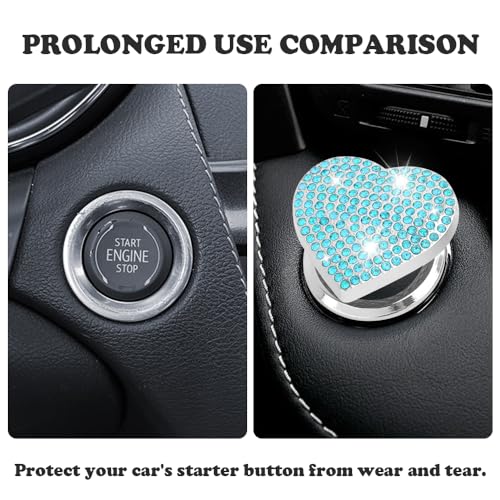 Bling Push Start Button Cover with Rhinestone,Heart Push to - Product Imagery