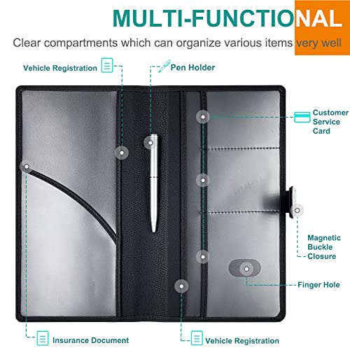 RSAquar Car Registration and Insurance Holder, Leather Car Glove - Product Imagery
