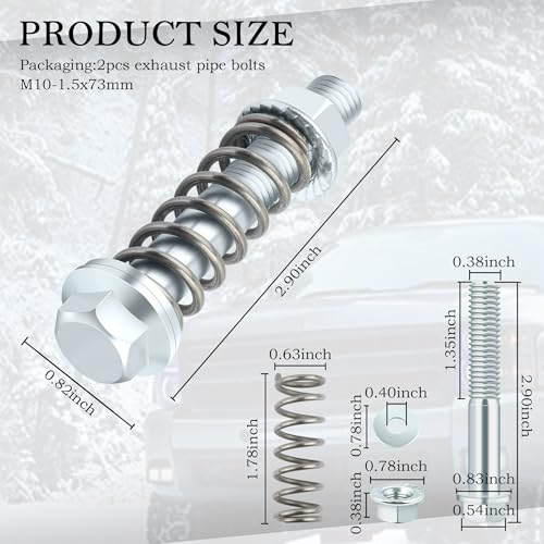 2PCS Car Exhaust Manifold Bolts,Steel M10x1.5 mm Exhaust Bolts - Product Imagery