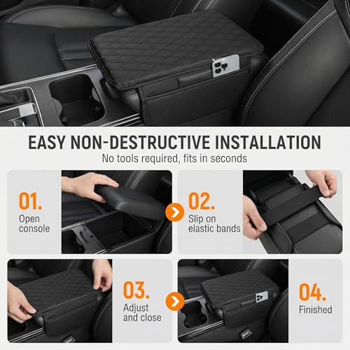 Car Center Console Cover, Leather Car Arm Rest Cover, Middle - Product Imagery