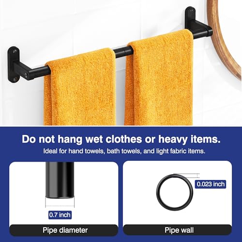 Powools Matte Black 24" Towel Rack, Rustproof Wall Mounted Towel - Product Imagery