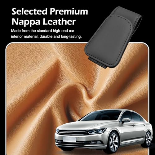 2PCS Sunglasses Holder for Car Sun Visor, Magnetic Leather - Product Imagery