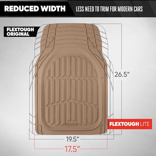 MotorTrend FlexTough Beige Car Floor Mats Rubber All Weather - Product Imagery
