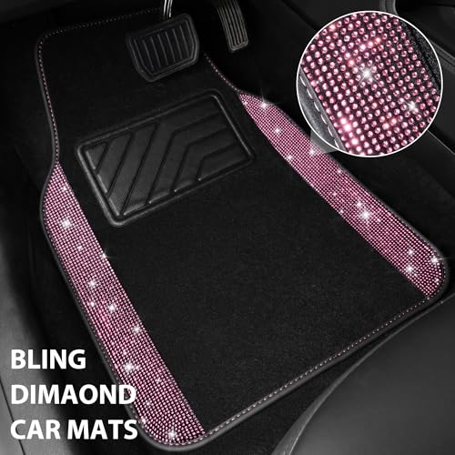 CAR PASS Bling Diamond Car Floor Mat Shining Rhinestones Carpet, - Product Imagery
