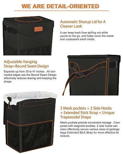 Pritent Car Trash Can with Lid Leakproof Car Garbage Bag Vehicle - Product Imagery