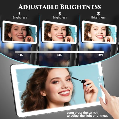 Car Visor Vanity Mirror with Light, Rechargeable Dimmable Touch - Product Imagery