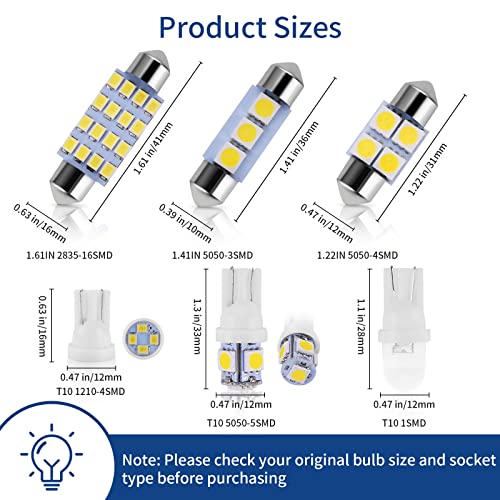 Zakolak 42 Pieces Interior Car Lights, Super Bright White Dome - Product Imagery