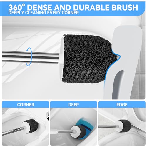 TRENTI Toilet Brush and Holder Set - Bristles Bowl Brush Head - Product Imagery