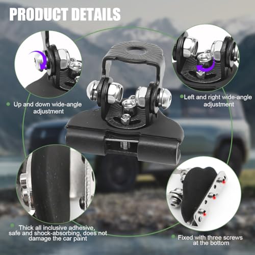 Osilly 2PCS Adjustable LED Light Bar Hood Mount Brackets, Black - Product Imagery