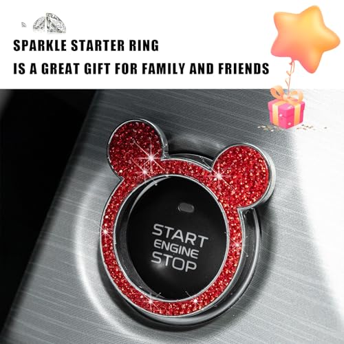 Augeny Bling Car Engine Start Button Cover, Rhinestone Key - Product Imagery