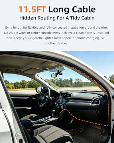 Dash Cam Power Cord USB C – 11.5FT Dashcam Power Adapter with - Product Imagery