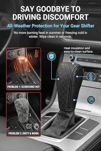 Car Gear Shift Cover, Anti-Slip Breathable Shift Knob Cover, - Product Imagery