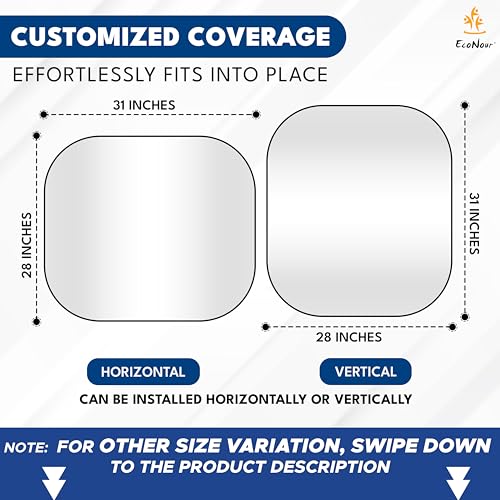 EcoNour 2 Piece Foldable Car Windshield Sun Shade, UV & Heat - Product Imagery