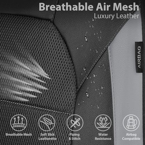 CAR PASS Leather Car Seat Covers Front Seats only, with Air Mesh - Product Imagery