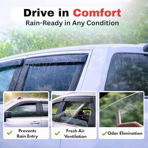 KPY Rain Guards Fit for 2017-2026 Honda Ridgeline, Out-Channel - Product Imagery